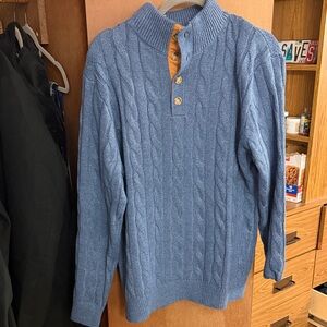 Men's Blue Cable Knit Sweater